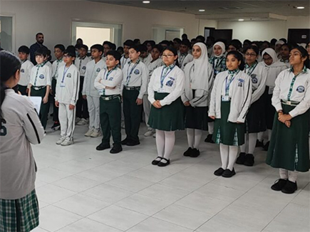 Students attending morning assembly